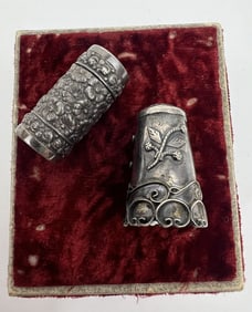 Sterling Silver Sewing Thimble & Needle Case