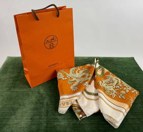 Vintage French Hermes Paris Silk Tsubas Scarf