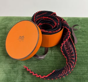 Vintage French Hermes Paris Silk Pleated Scarf