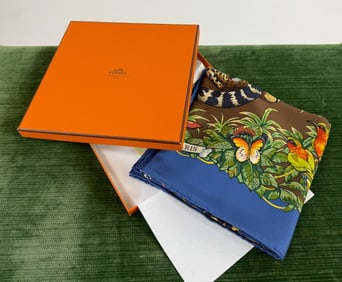 Vintage French Hermes Paris Silk Scarf w Box