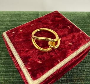 Vintage Hermes Gold Tone Jumbo Scarf Ring