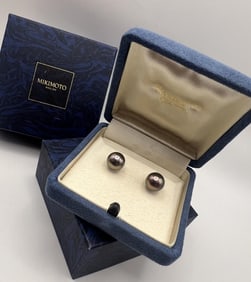 Estate Mikimoto 18kt Gold Tahitian Pearl Earrings