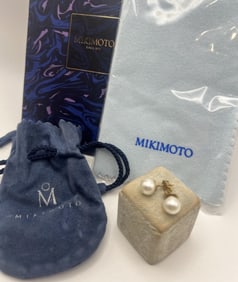 Estate Mikimoto 18kt Gold & Pearl Stud Earrings