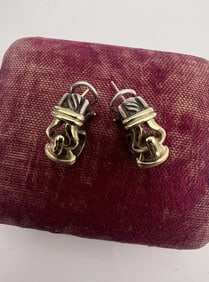Estate David Yurman 14k Gold Sterling Earrings