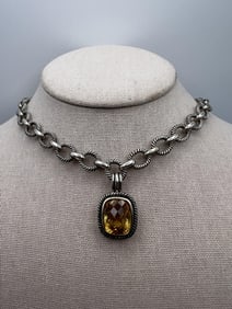 David Yurman Style Sterling Gold Citrine Necklace