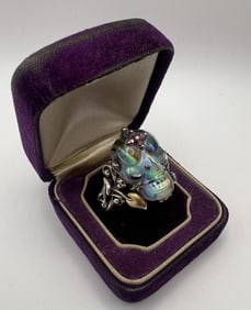 18kt Yellow Gold Garnet Skull Ring Barbara Bixby