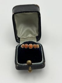 Antique Georgian 10kt Gold & Coral Ring w Orig Box