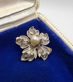 Antique Georgian Silver & Rose Cut Diamond Brooch