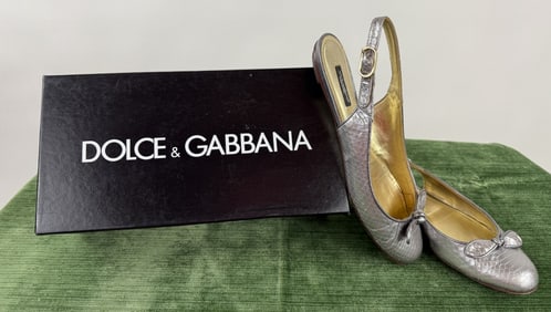 Vintage Dolce & Gabbana Silver Snakeskin Shoes