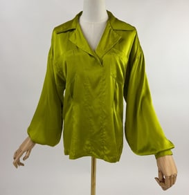 Vintage 1980s Norma Kamali Silk Balloon Sleeve Top