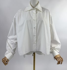 Vintage 1990s White Cotton Chanel Button Up Blouse