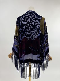 Vintage Silk Burnout Devore Velvet Fringe Jacket