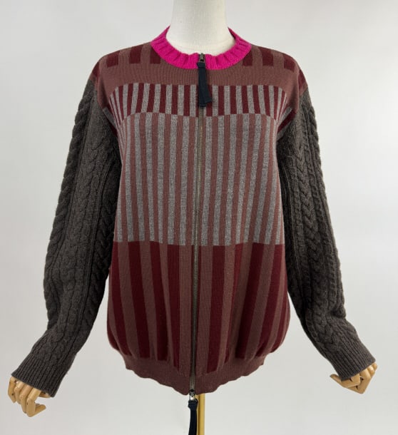 Marni Stripe Cashmere Wool Zip Front Sweater (1 of 8)
