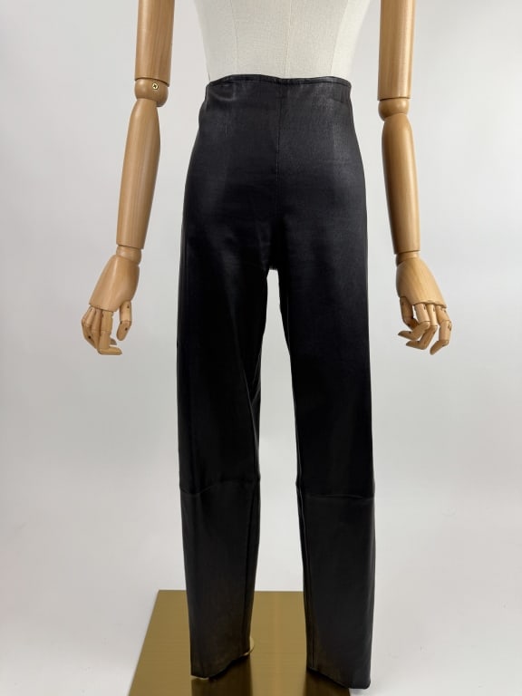 The Row Black Lambskin Leather Zip Cuff Leggings (1 of 8)