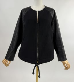 Isabel Marant Black Wool Leather Zip Front Jacket