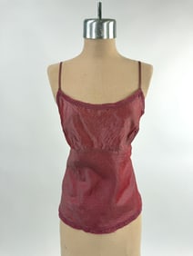 Vintage 1990s Dosa Red Crinkle Silk Cami Top