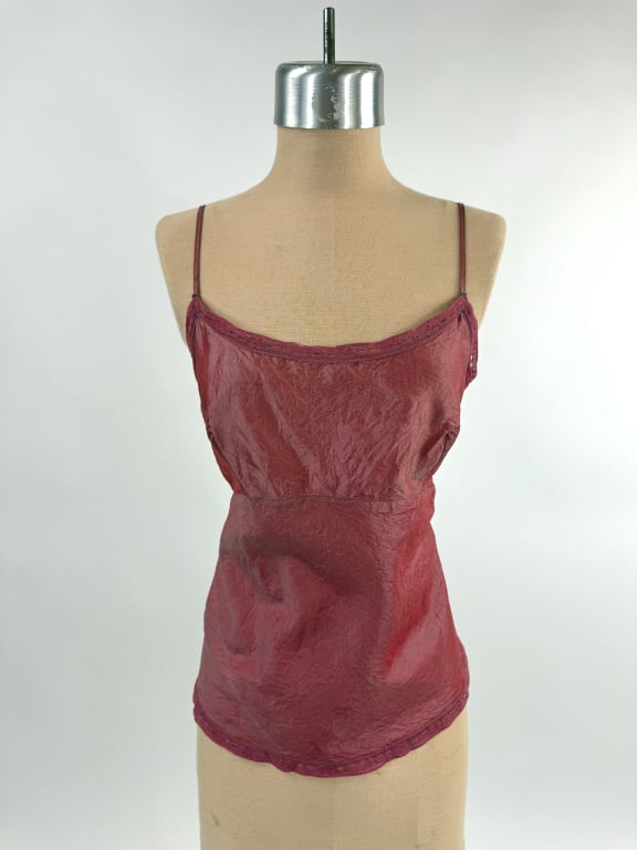 Vintage 1990s Dosa Red Crinkle Silk Cami Top (1 of 7)