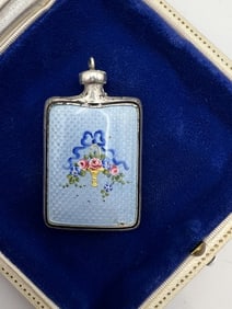 Antique French Sterling Guilloche Perfume Pendant