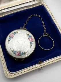 Antique Silver & Guilloche Enamel Compact 4