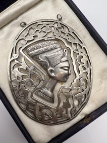 Large Vintage Egyptian Silver Pharaoh Pendant