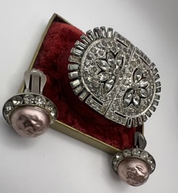 Coro Duette Clip Brooch & Coro Clip on Earrings