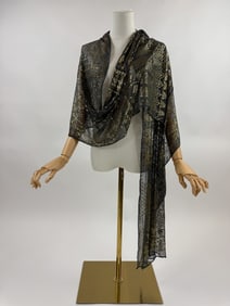 Antique 1920s Grey Assuit Metal Shawl Scarf Wrap