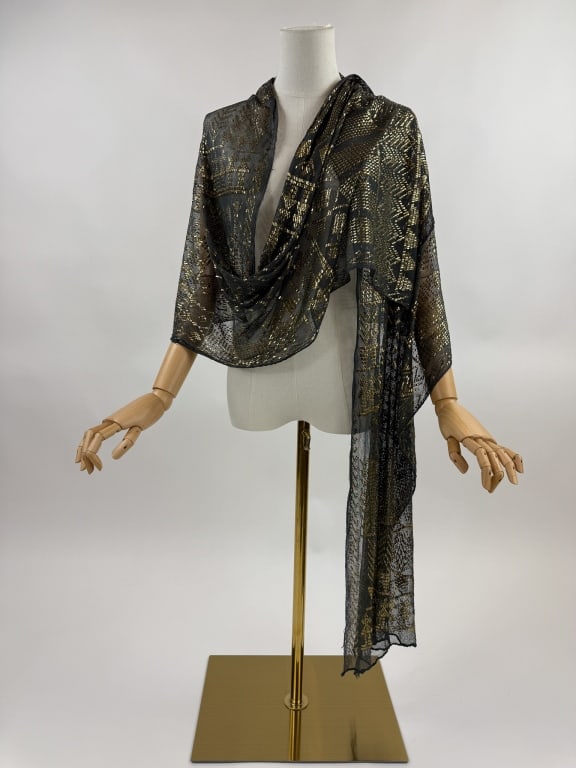 Antique 1920s Grey Assuit Metal Shawl Scarf Wrap (1 of 14)