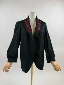 Antique Victorian Wool Leaf Embroidered Jacket