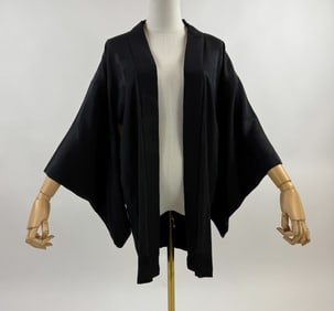 Vintage Japanese Black Silk Kimono Haori Jacket