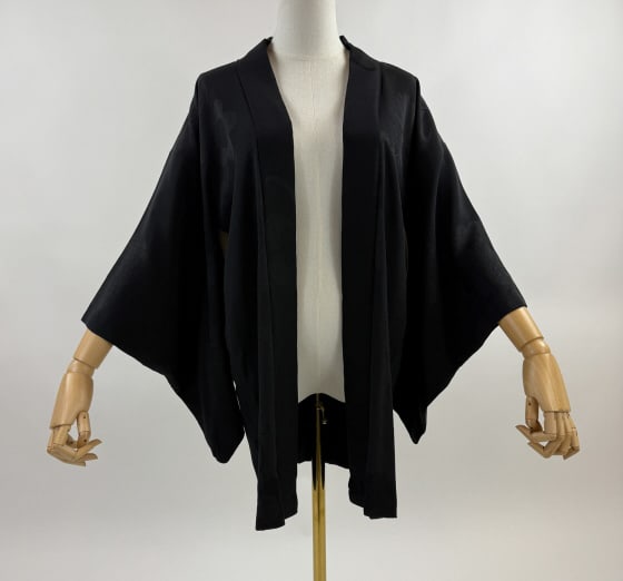 Vintage Japanese Black Silk Kimono Haori Jacket (1 of 9)