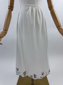 Vintage 1960s White Nylon Embroidered Mouse Skirt