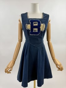 Vintage 1950s Blue Corduroy Cheerleader Dress