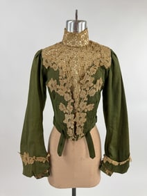 Antique 1900s Green Wool Pigeon Front Bodice Top