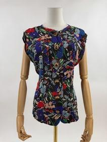 Vintage 1930s Floral Lame Deco Blouse Top