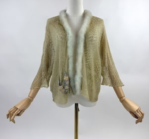 Antique 1920s Liberty London Knit Floral Jacket
