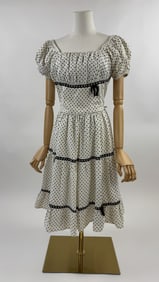 Vintage 1950s Black & White Polka Dot Dress