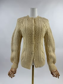 Vintage 1950s Cable Knit Wool Sweater Cardigan