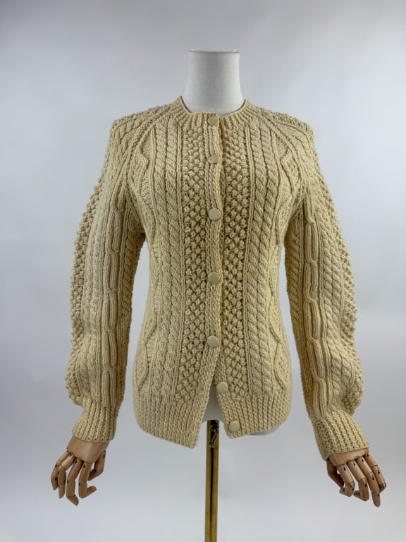 Vintage 1950s Cable Knit Wool Sweater Cardigan (1 of 11)