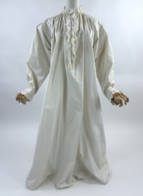 Antique Victorian Cotton Ruffle Night Gown Dress