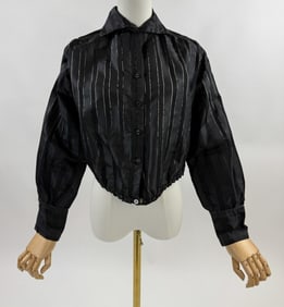 Antique Edwardian Stripe Silk Button Front Blouse