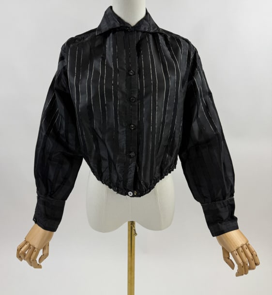 Antique Edwardian Stripe Silk Button Front Blouse (1 of 7)