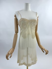 Vintage 1930s Silk Satin & Chiffon Lace Slip Dress