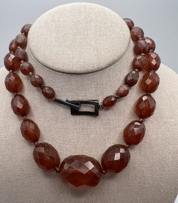 Estate Sterling & Graduated Amber Bead Necklace (1 of 9)