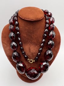 Estate Jewelry Vintage Cherry Amber Bead Necklace
