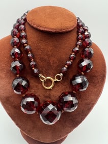 Estate Jewelry Vintage Cherry Amber Bead Necklace