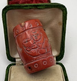 Large Scale Chinese Hand Carved Coral Pendant
