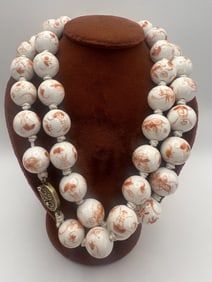 Hand Painted Chinese Porcelain Goldfish Necklace