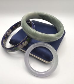 Estate Lot of Chinese Jade & Cloisonne Bracelets