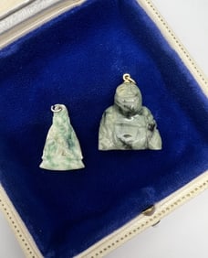 Vintage Chinese Hand Carved Jade Buddha Pendants