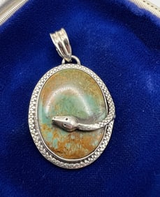 Sterling & Jasper Snake Native American Pendant